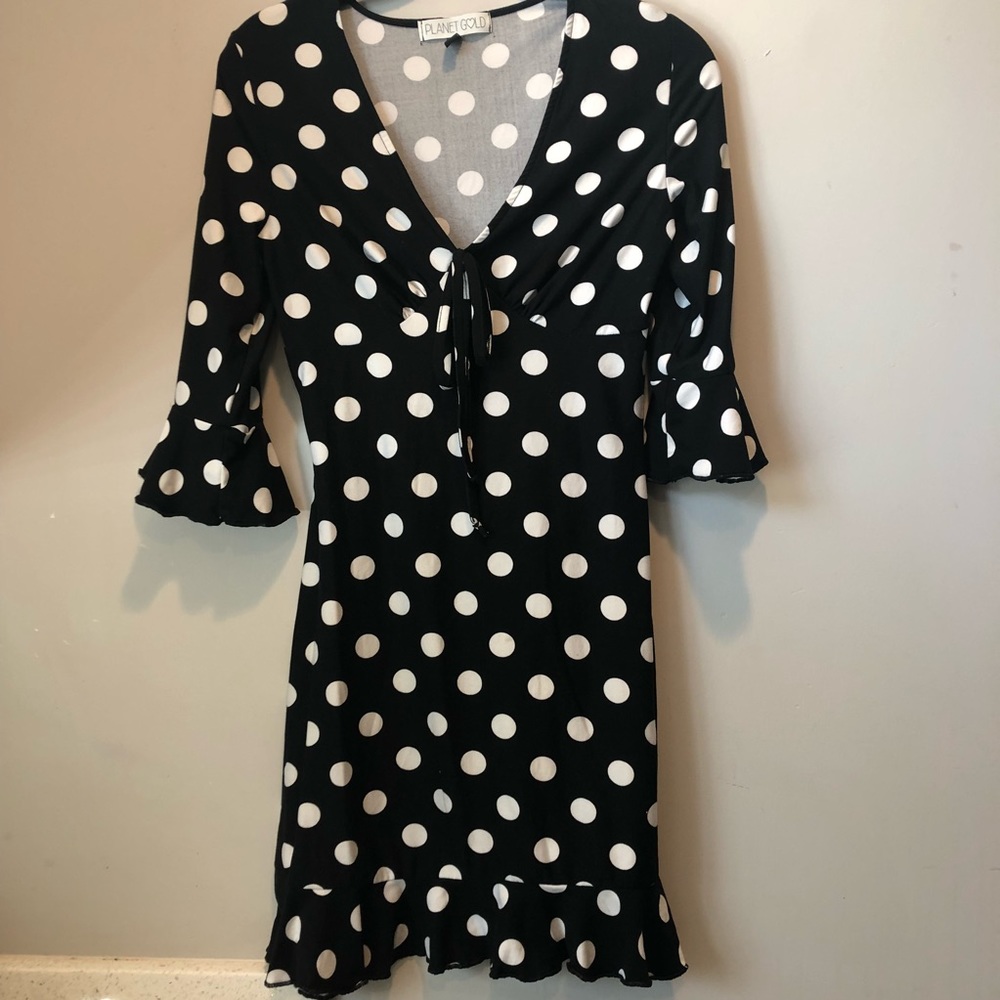 Nordstrom Planet Gold ruffled polkadot dress - Picture 2 of 5